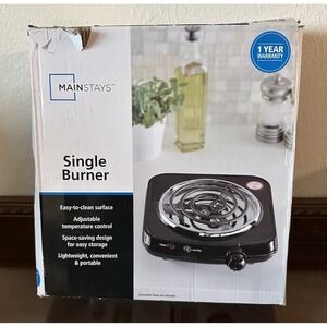 Mainstays Single Coil Electric Burner and Hot Plate,  1100W, Black